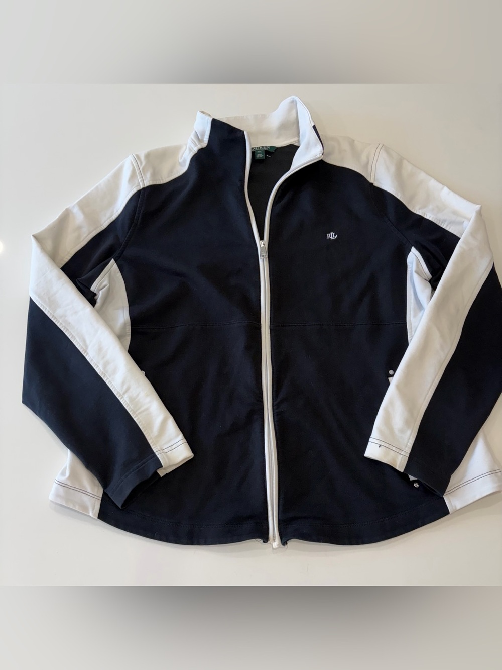 Lauren Ralph Lauren XXL Black and White Zip-Up Athletic Jacket